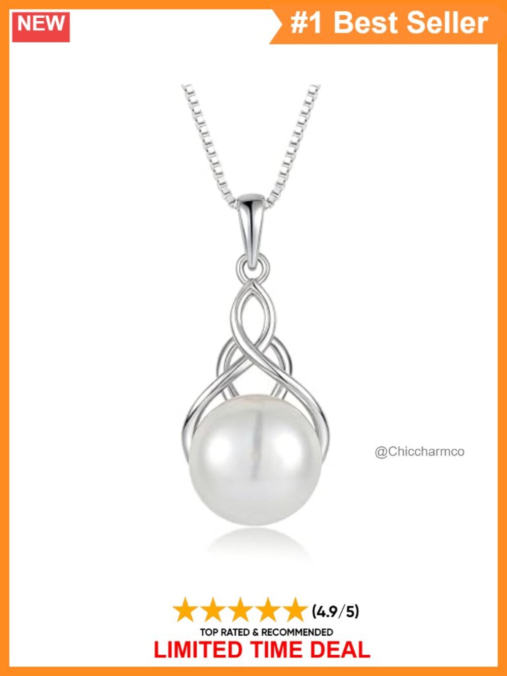 Sterling Silver Celtic Knot Pearl Pendant Necklace 18"